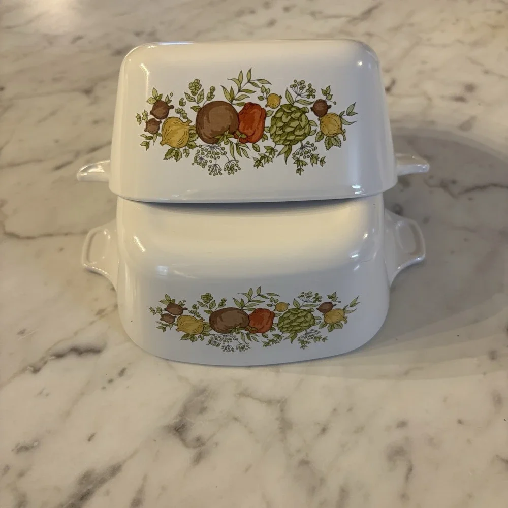 2 Corning Ware Spice Of Life Small Casserole Dishes 2 3/4 Cup P-43-B No Lids VTG